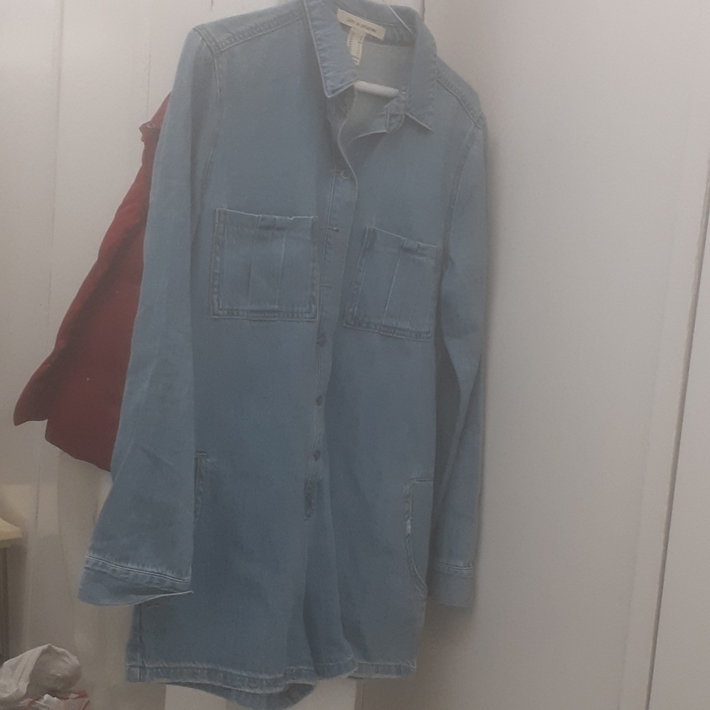 Life in progress Blue Denim Jean Short Romper sz S - Picture 9 of 12
